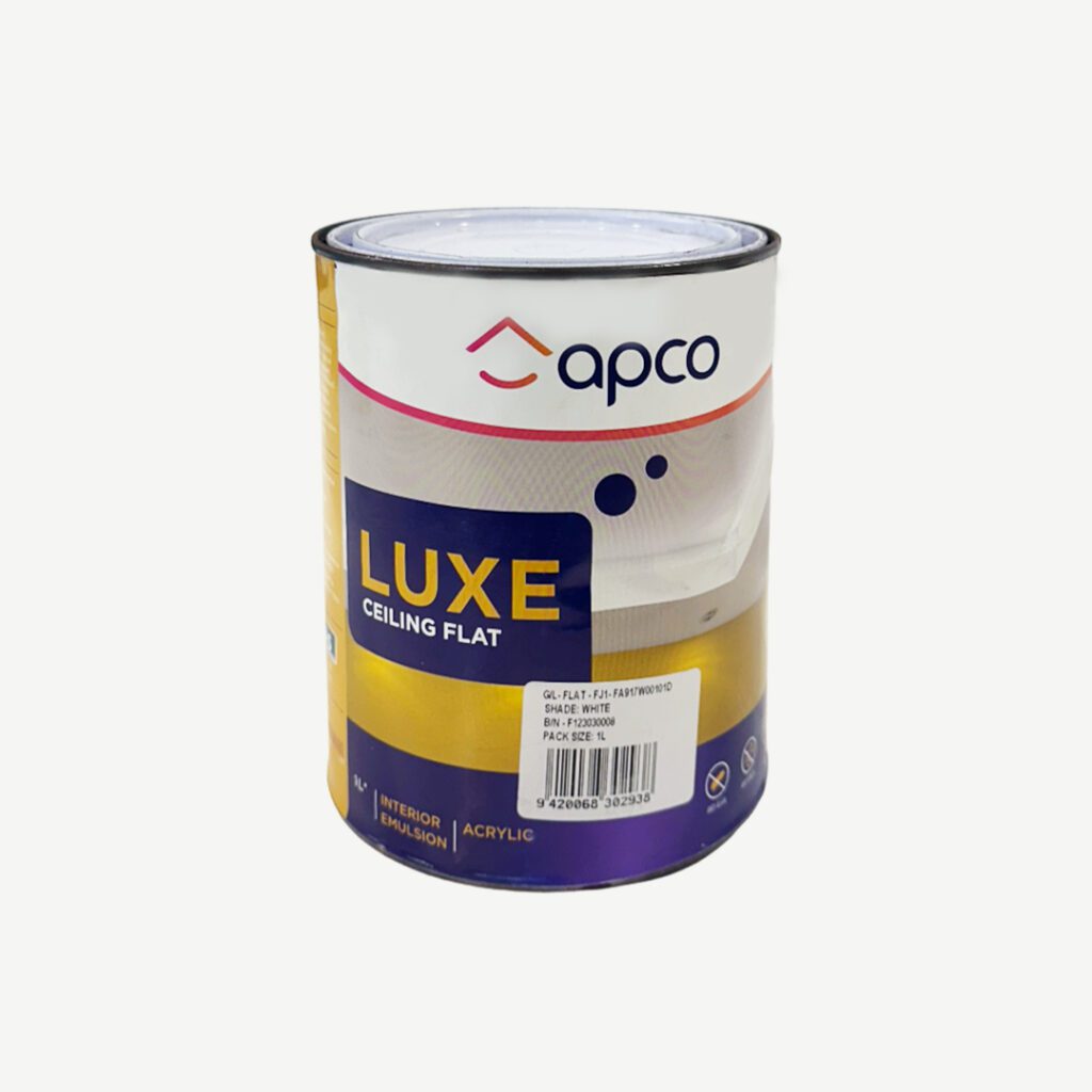 APCO LUXE INTERIOR 100% ACRYLIC CEILING FLAT WHITE 1Ltr - R.C. Manubhai ...