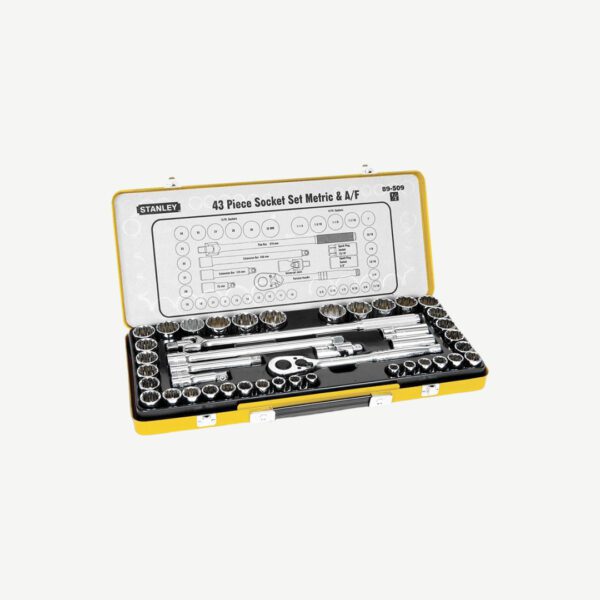 STANLEY SOCKET SET 1/2" DRIVE MET/AF 43PC [89-509]