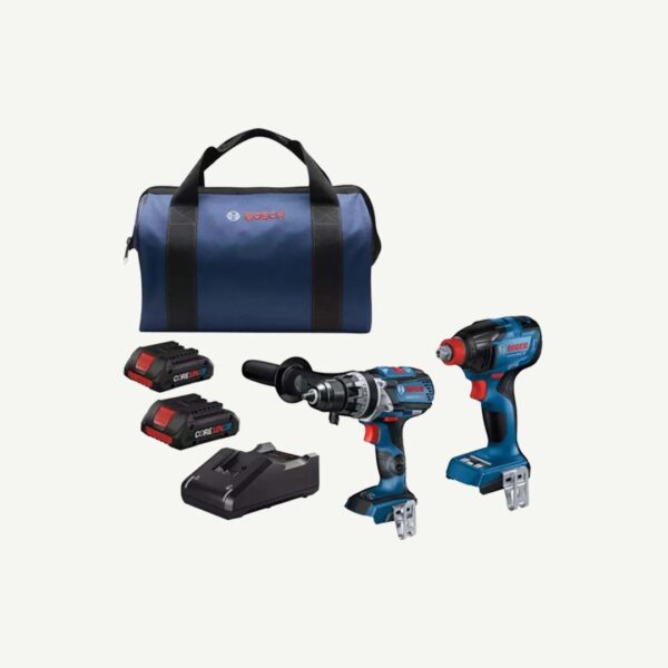 BOSCH 18V 2PC KIT BRUSHLES HAMMER DRILL+ IMPACT DRIVR,2X8.0AH BATERY,1XFAST CHRGR,L-BOX CARRY CASE