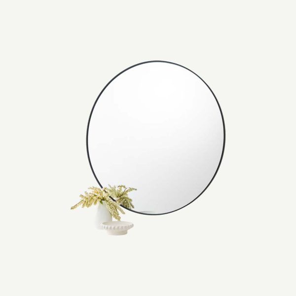 ESTILO 800mm BLACK ROUND FRAMED MIRROR-0531449