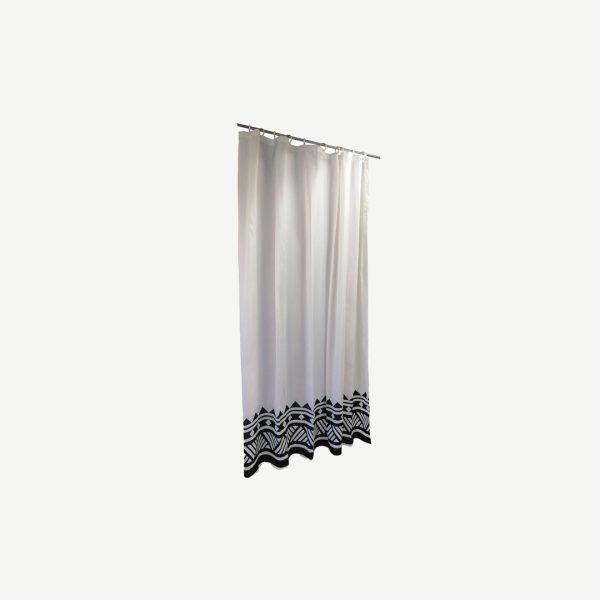 Barelli Shower Curtain 180cm x 210mm Tribal Black White Polyester 75gsm