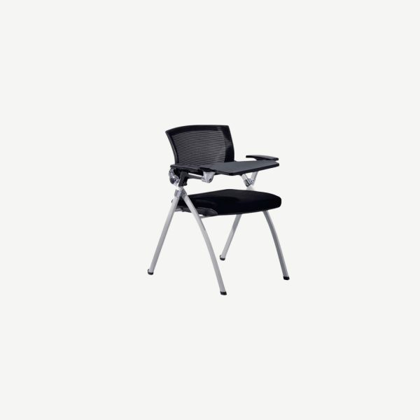  Training Chair With Writing Table Black Fabric Foam Seat
